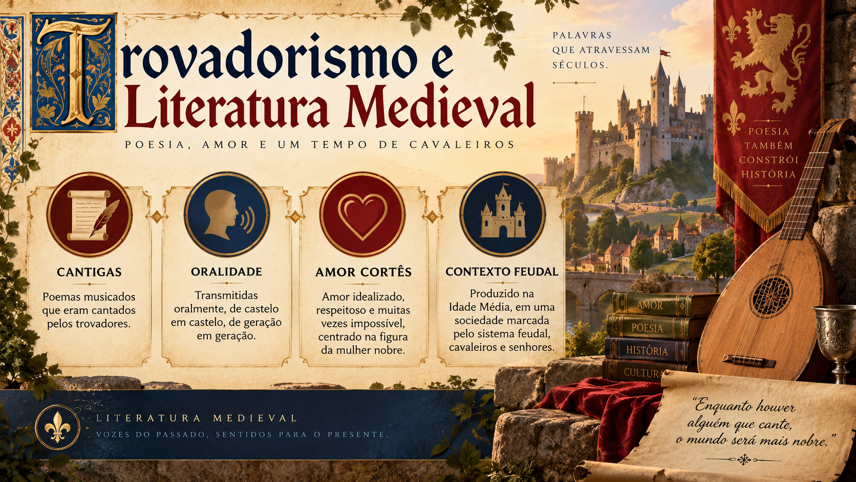 Slide de Literatura: Trovadorismo e Literatura Medieval